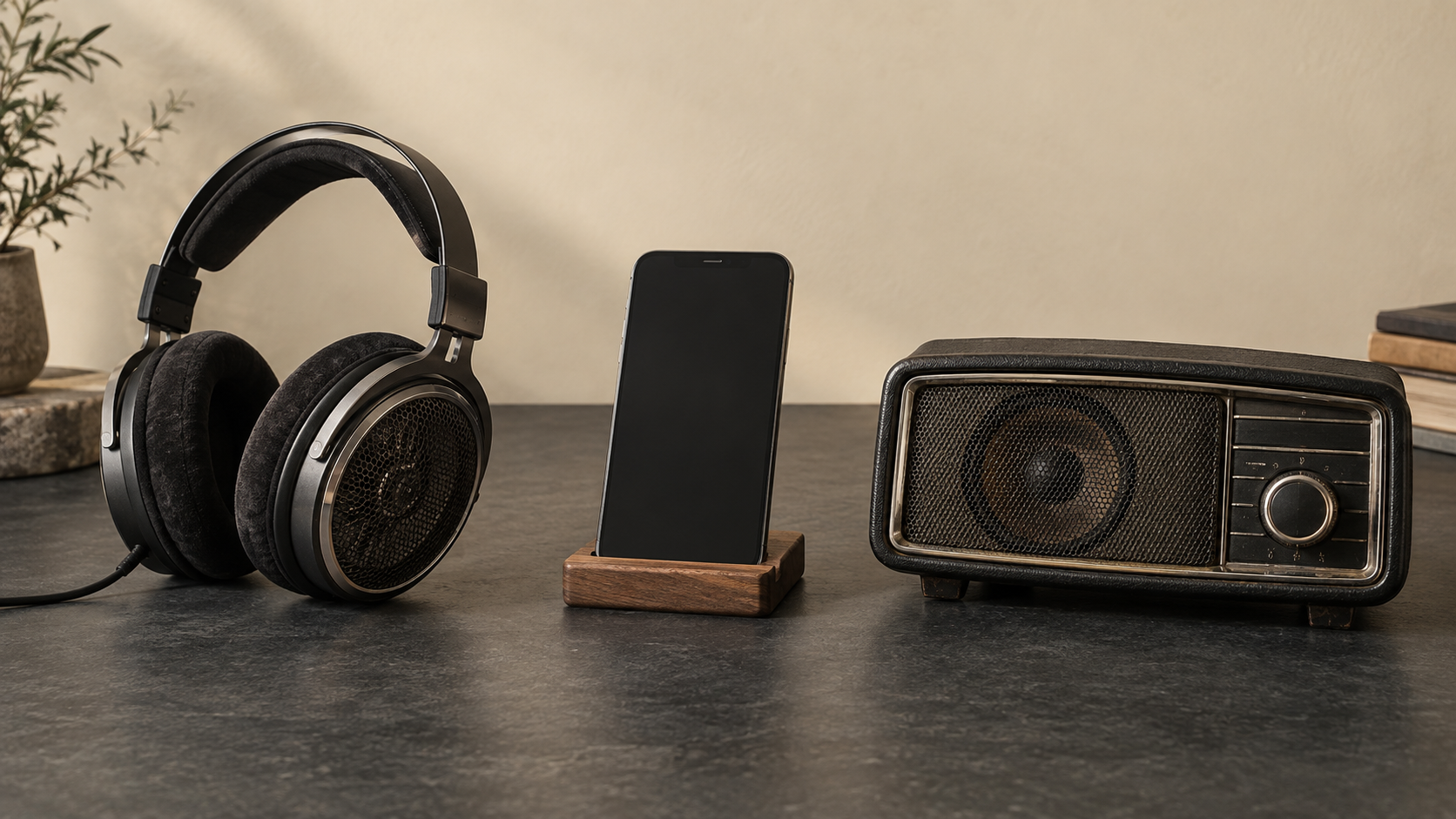 Three listening environments used to check an AI-generated song