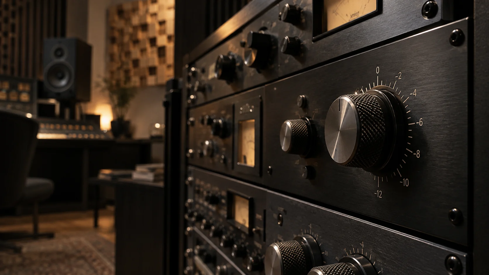 A mastering workspace with meters prepared for a source-quality check
